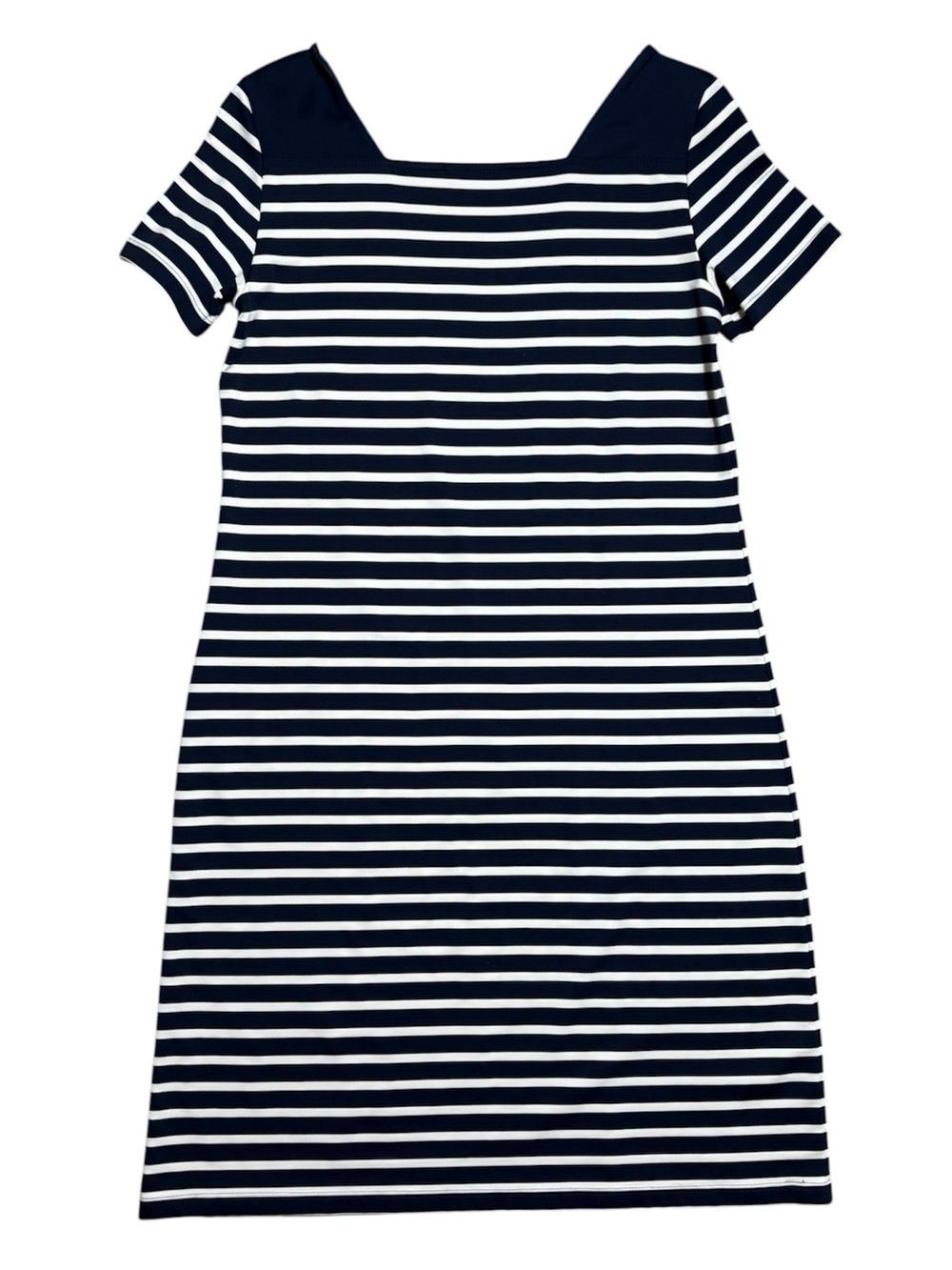 Saint James Nautical Striped Dress In Off White & Navy Sz S/M
